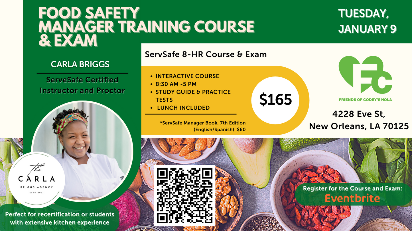Tuesday, April 9 | Food Safety 8 hour Course and Exam