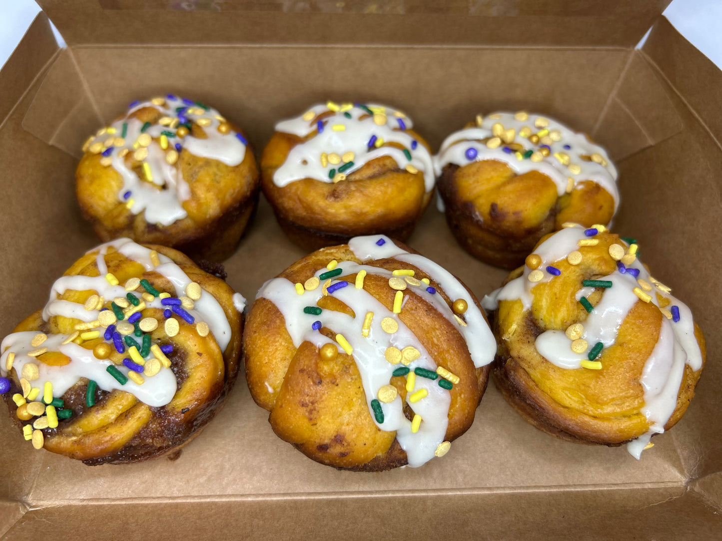 Mardi Gras Sweet Potato King Cake Knots – 6-Pack 🎭✨  | Local Pick Up